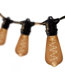 CL81785 30ft LED Patio String Light Set with 10 3W ST64 Edison Bulbs on Black Wire